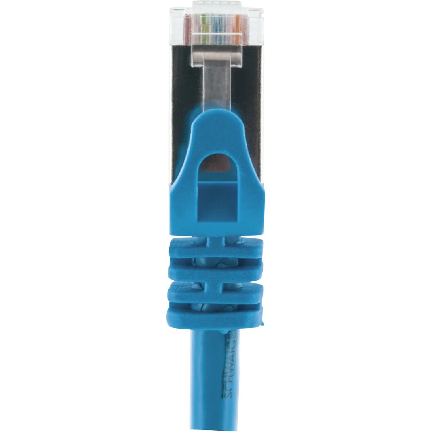 Blaues Schwaiger CAT 6 Netzwerkkabel, 1 m, für schnelle Datenübertragung im Heimnetzwerk.