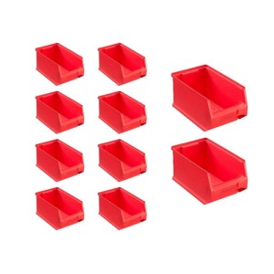Sparset: 10 rote Sichtlagerboxen, 12,5x14,5x23,5 cm, 2,8 Liter, für Aufbewahrungssysteme.