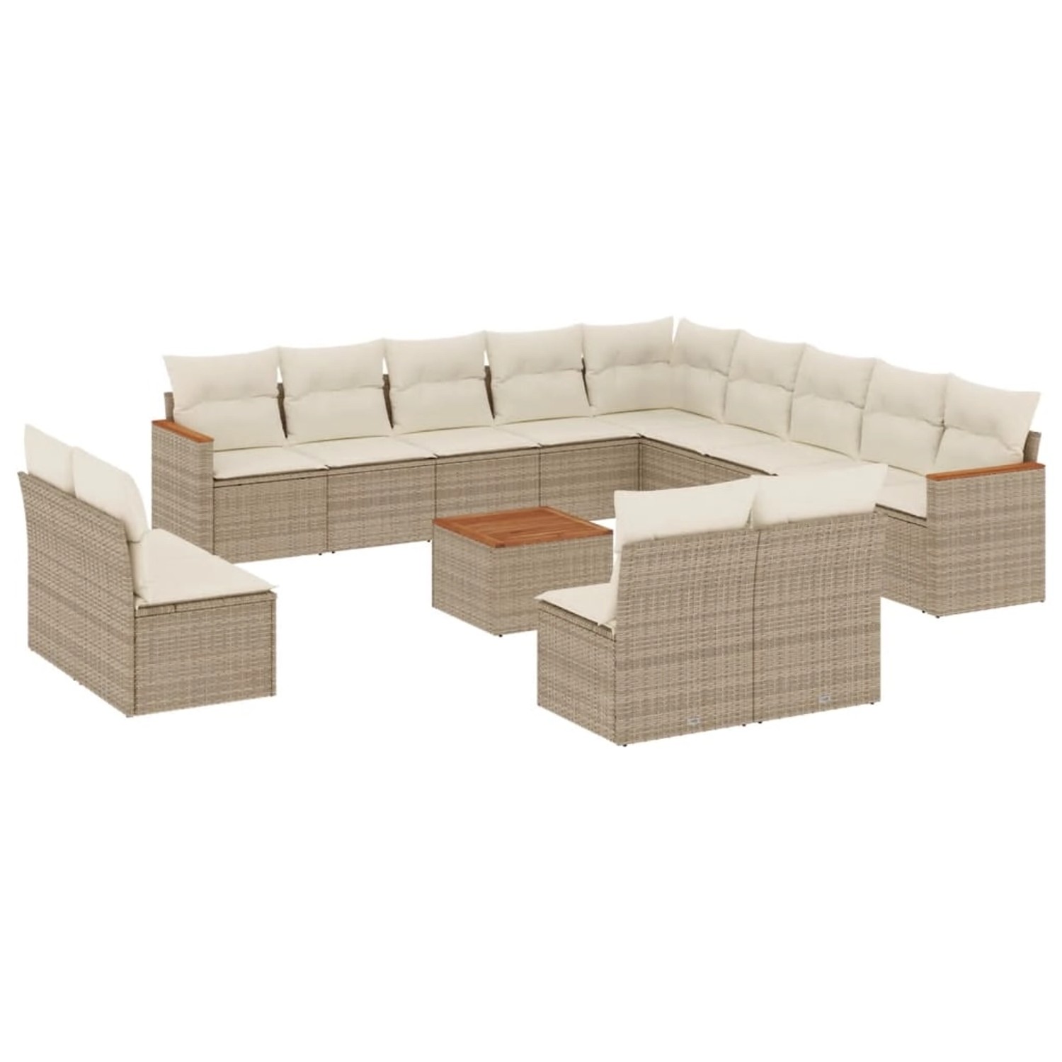 vidaXL 14-Tlg Garten-Sofagarnitur mit Kissen Beige Poly Rattan 3258894 günstig online kaufen
