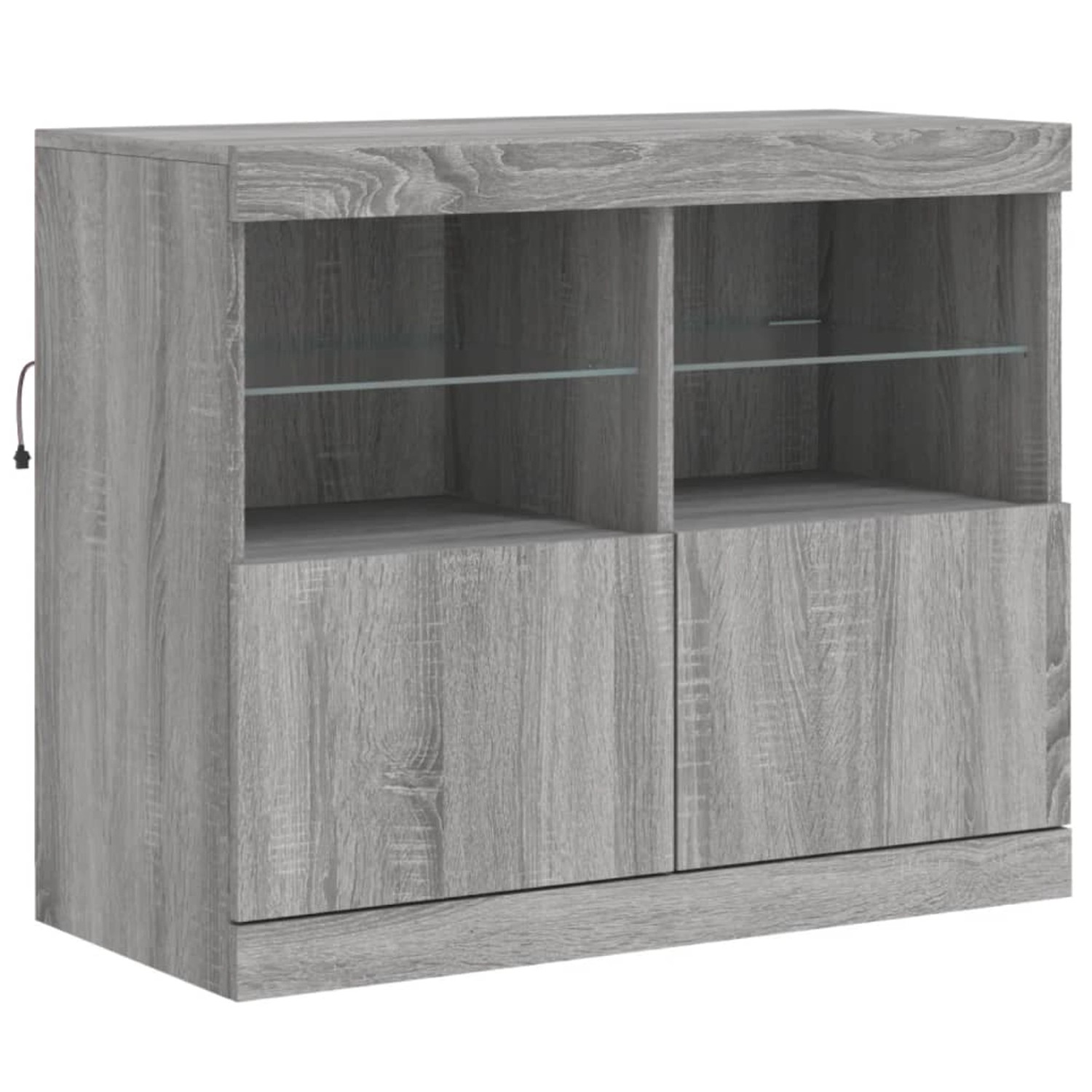 vidaXL Sideboard mit LED-Leuchten Grau Sonoma 81x37x67 cm 836663