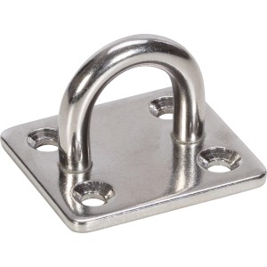 Edelstahl Deckplatte 40x50mm mit Öse zur Befestigung von Seilen und Tauen.