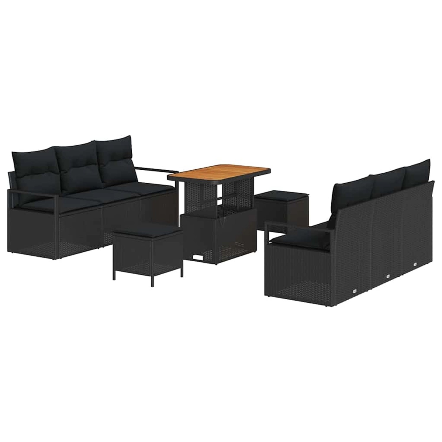 vidaXL Garten-Sofa-Set mit Speicher 9-Tlg Schwarz Poly Rattan 3364429 günstig online kaufen