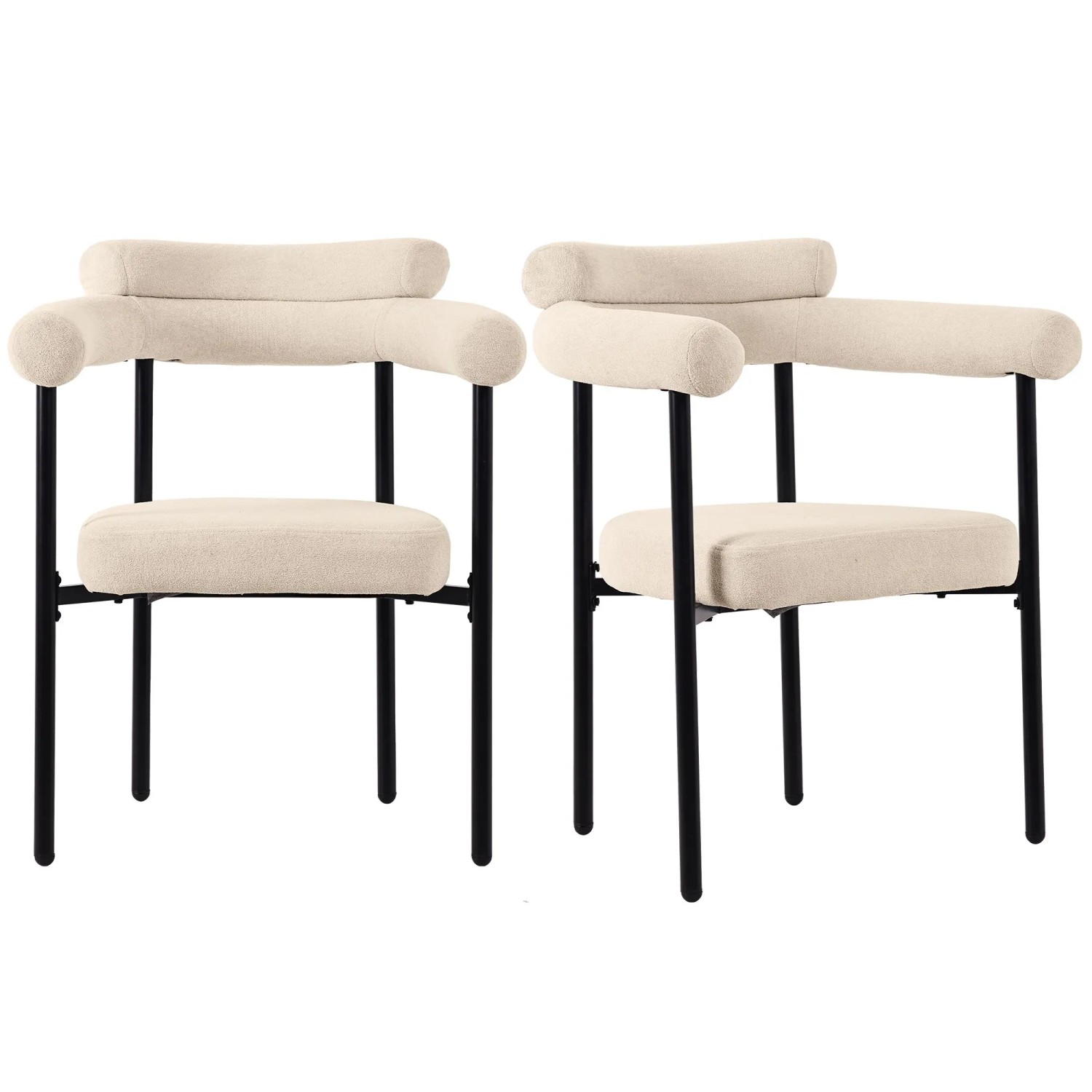 Merax Esszimmerstuhl 2Er Set Creme Wildleder Ringsitz