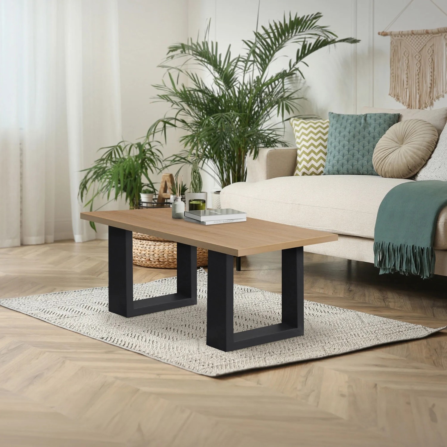 Esstisch mit Tischbeinen aus schwarzem Stahl im Industriedesign, 2er Set von ECD Germany.