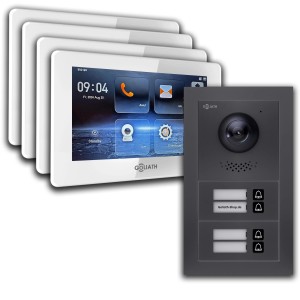 Goliath IP Video Türsprechanlage für 4 Familien, 7 Zoll Display, App-Steuerung, Unterputz.