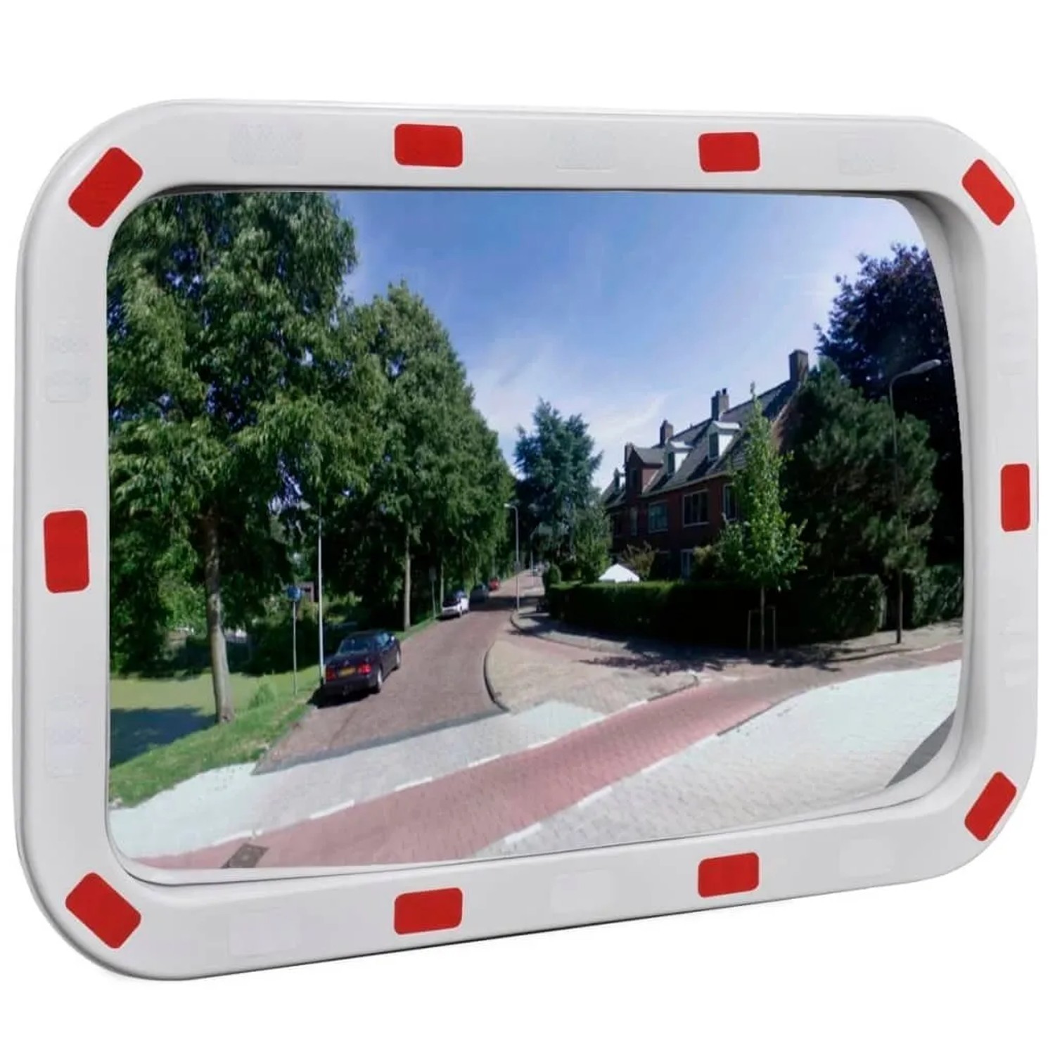 DELUKE Verkehrsspiegel MEDO Konvex Viereckig 40x60cm Mit Reflektoren Sicherheitsspiegel Panoramaspiegel