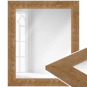 Moderner Wandspiegel (50x60 cm) mit Rahmen in Eiche-Optik aus Massivholz. Ideal für Bad, Flur oder Wohnzimmer.