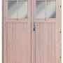 Karibu Zusatztür für Holz-Gartenhaus Kristiansund, Naturholz mit Glasausschnitten und Beschlägen.