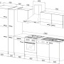 Skizze der Respekta Küchenzeile KB310ESSCGKE, 310 cm, in Schwarz und Eiche Sägerau Nachbildung mit Maßen.