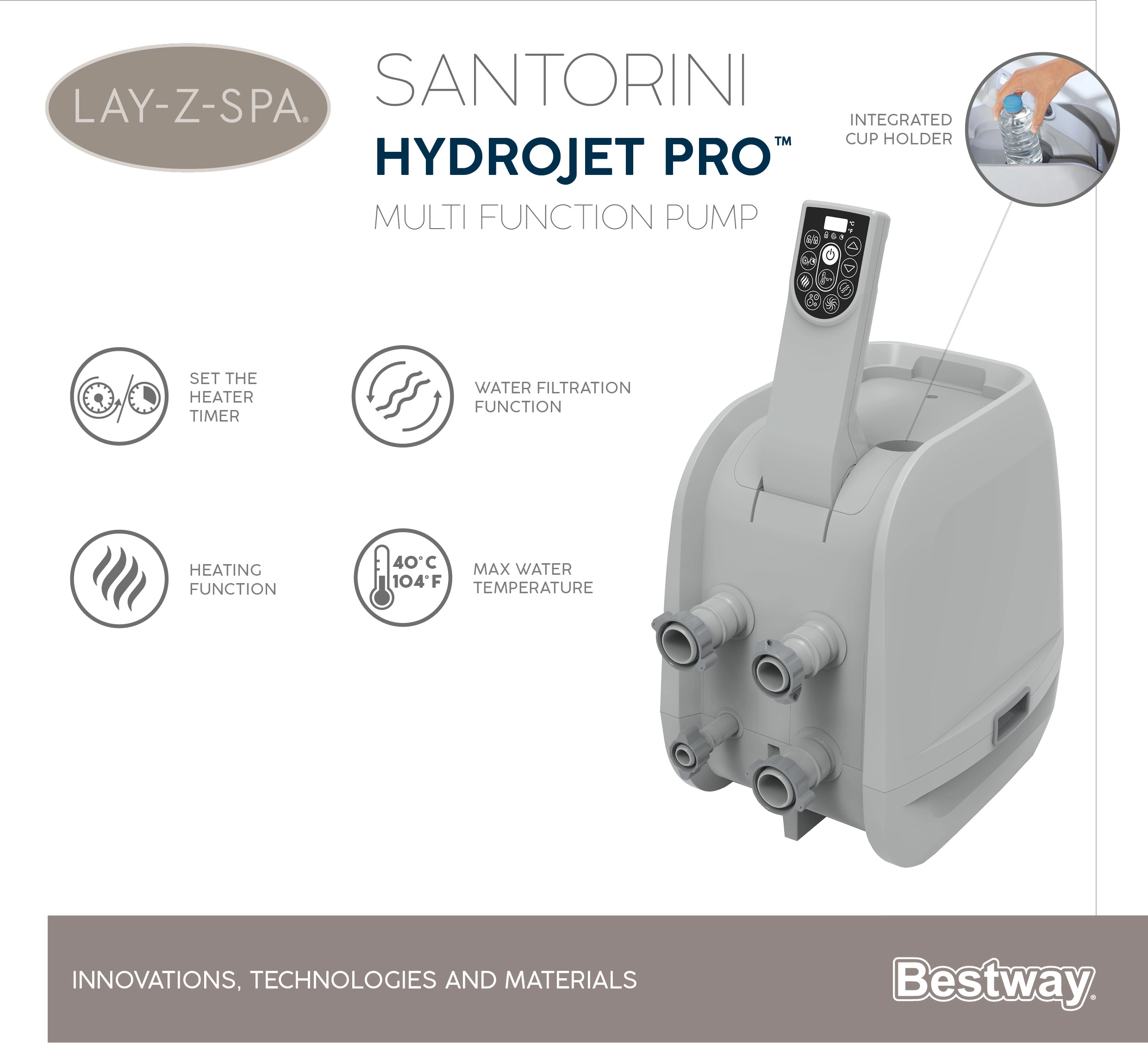 Pro HydroJet Rund LAY-Z-SPA Whirlpool 216 x bei OBI kaufen Santorini cm 80 Bestway