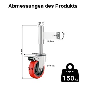 Wiltec Torrolle Bis 150Kg Bremse Schiebetorrolle Stahl Laufrolle Schiebetor