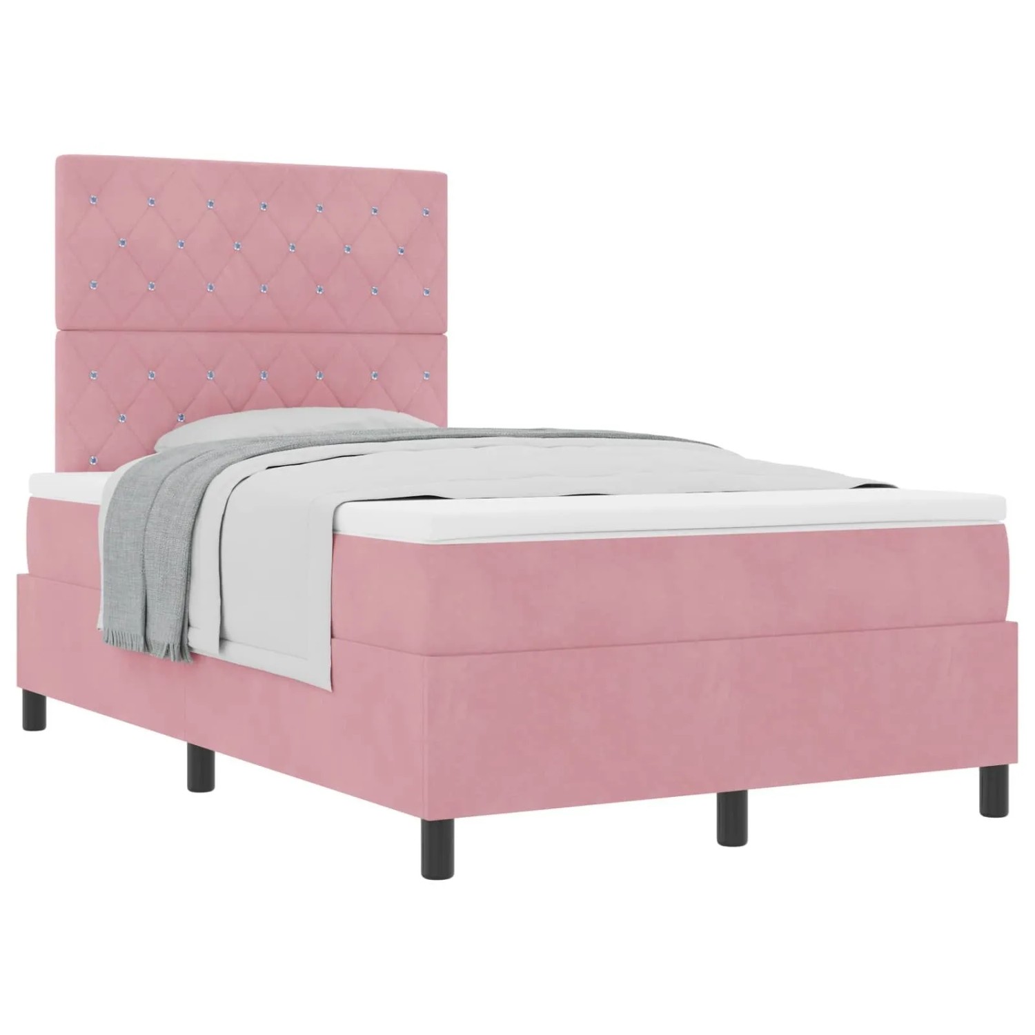 vidaXL Boxspringbett mit Matratze mit Kopfteil Rosa 120 x 190 cm Stoff 3339757
