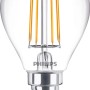 Philips LED-Lampe E14 Tropfenform, 4,3W, 470lm, 8,2x4,5cm. Klares Glas, warmweißes Licht.