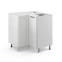 Vicco Eckunterschrank R-Line, Landhausstil in Weiß, 76 cm breit, ohne Arbeitsplatte.