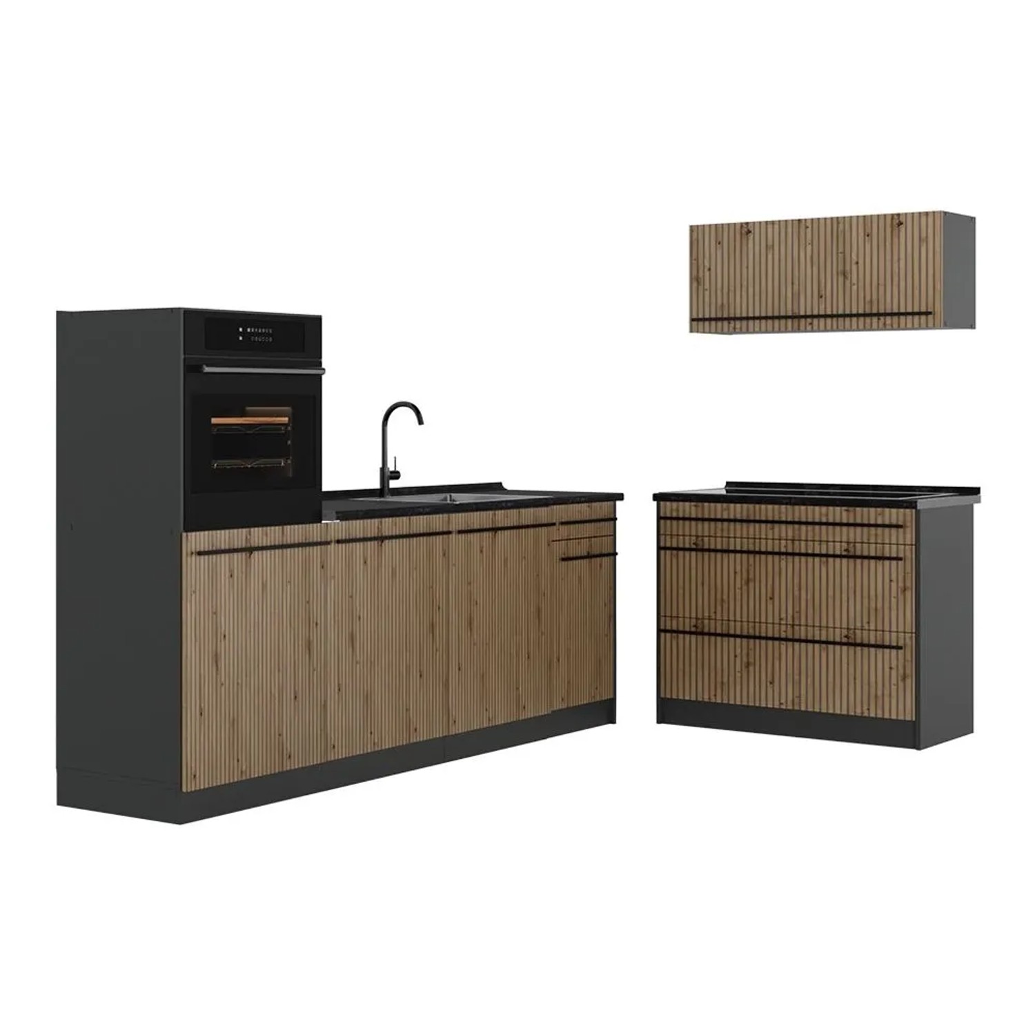 Vicco Küchenzeile R-Line Artisan-Eiche/Anthrazit 220 x 143 Arbeitsplatte Anthrazit Art Nr 67413