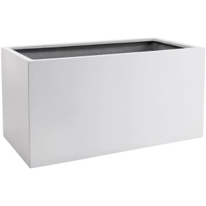 Weißer Vivanno Pflanzkübel Maxi, 80x40x40 cm, aus Fiberglas für Garten und Terrasse.