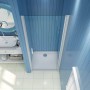 AICA Nischentür 90x185cm, Alu Silber Matt, Drehtür aus ESG-Glas für Dusche