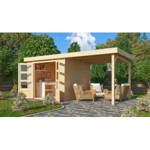 Karibu Express Gartenhaus Speedy B Set Naturbelassen 462 cm x 217 cm Schleppdach