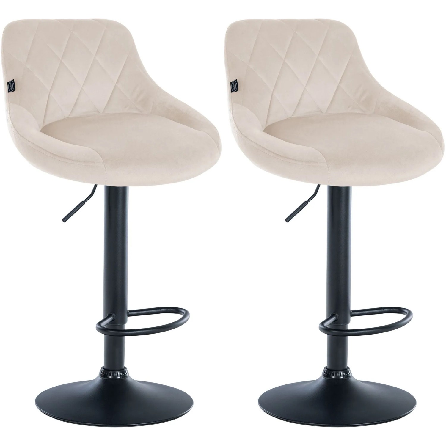 CLP 2er Set Barhocker Lazio Samt Creme/Schwarz