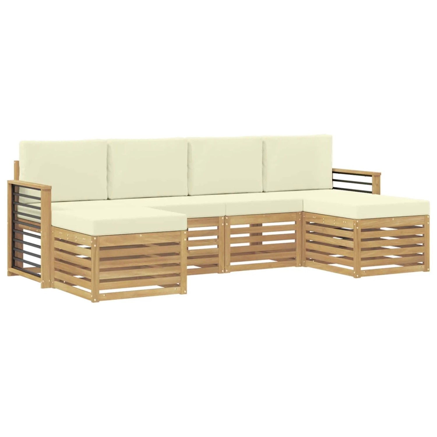 vidaXL Outdoor-Sofagarnitur 6-Tlg Weiß und Creme 249 x 122,5 x 73 cm 3392285