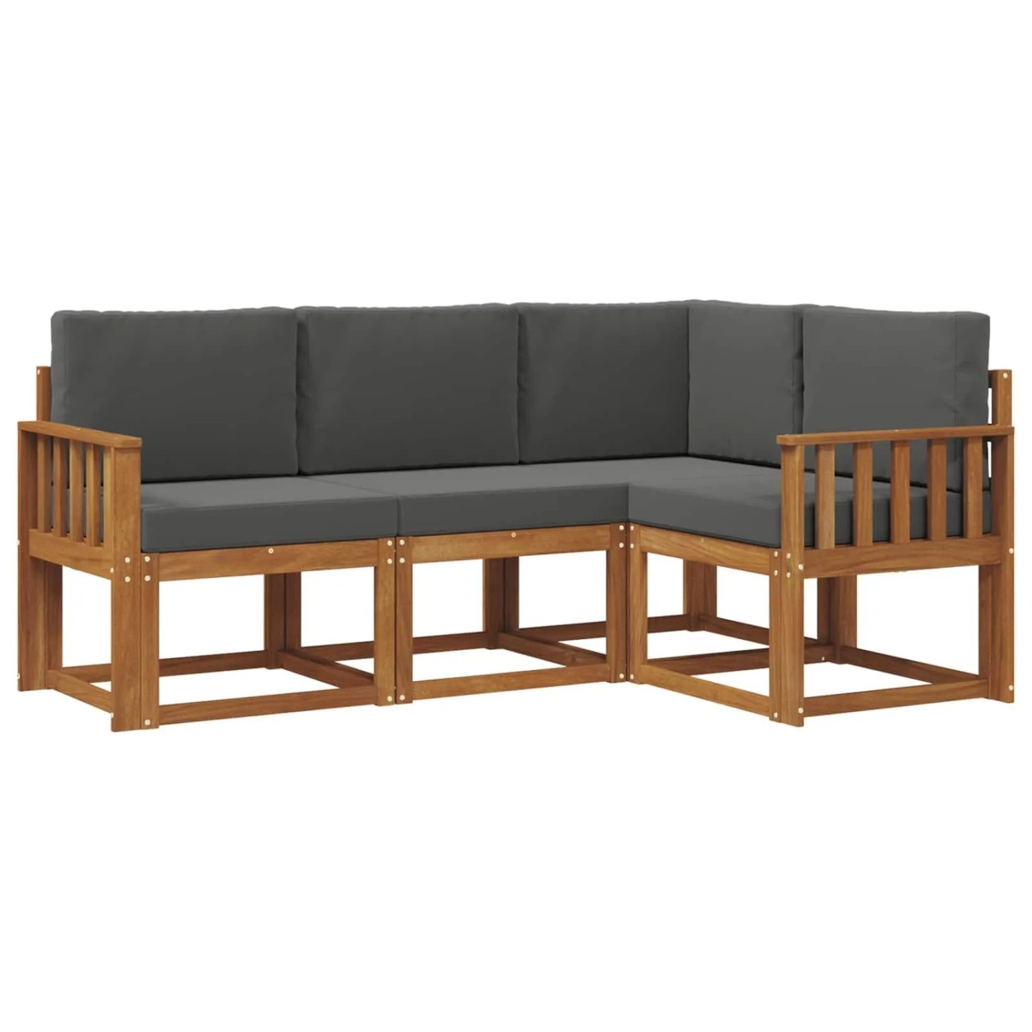 vidaXL Outdoor-Sofagarnitur mit Kissen 4 Stk Natur und Anthrazit 3366320