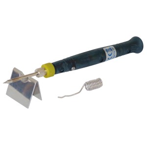 Blanko USB-Lötkolben (8 Watt) mit Ablage und Lötzinn. Kompaktes Lötgerät für unterwegs.
