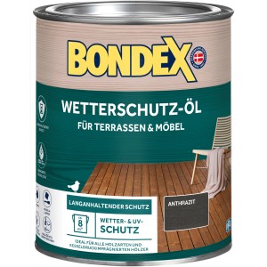 Bondex Wetterschutz-Öl Anthrazit, 750ml Dose für Holzschutz im Außenbereich.