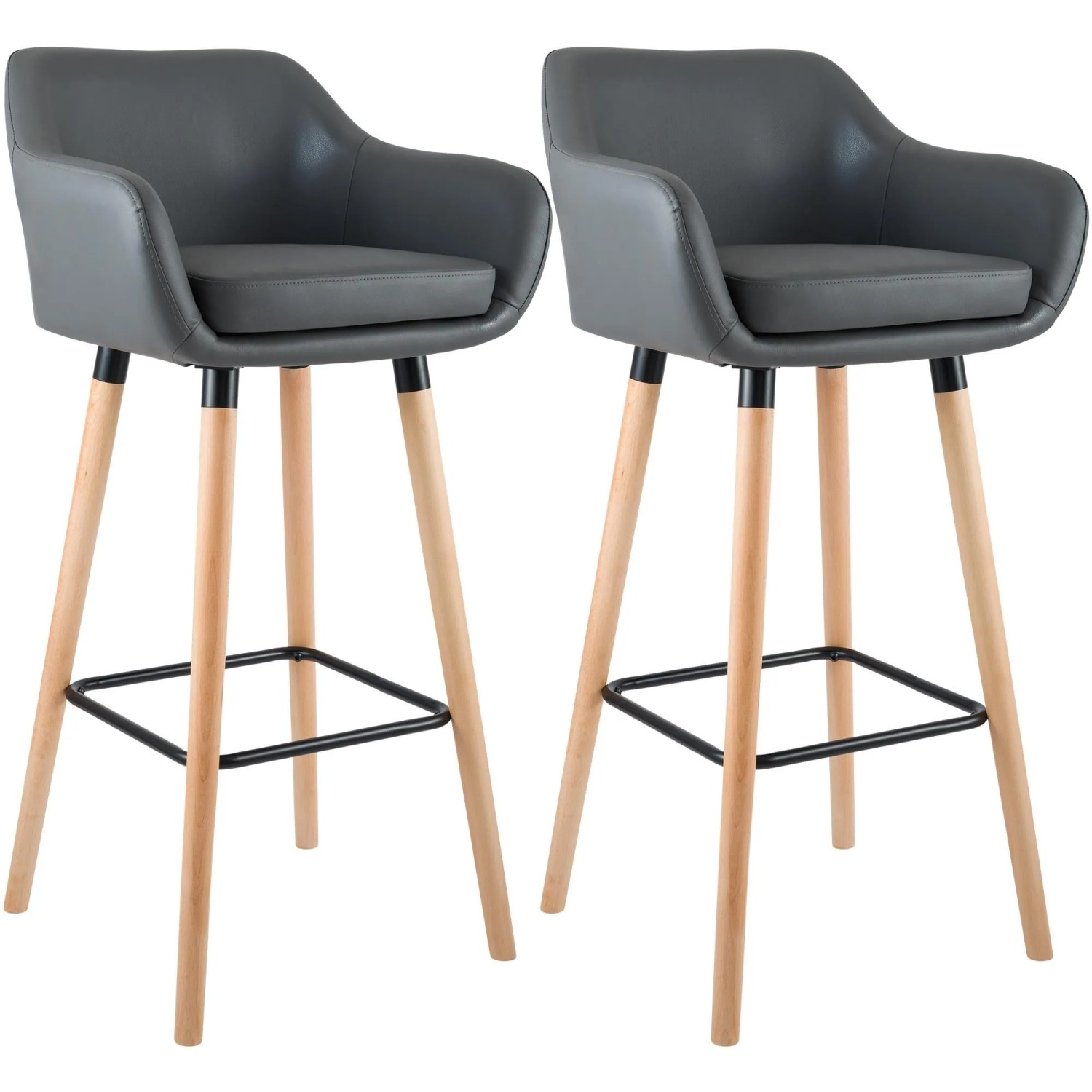 CLP 2er Set Barhocker Grant Kunstleder Grau