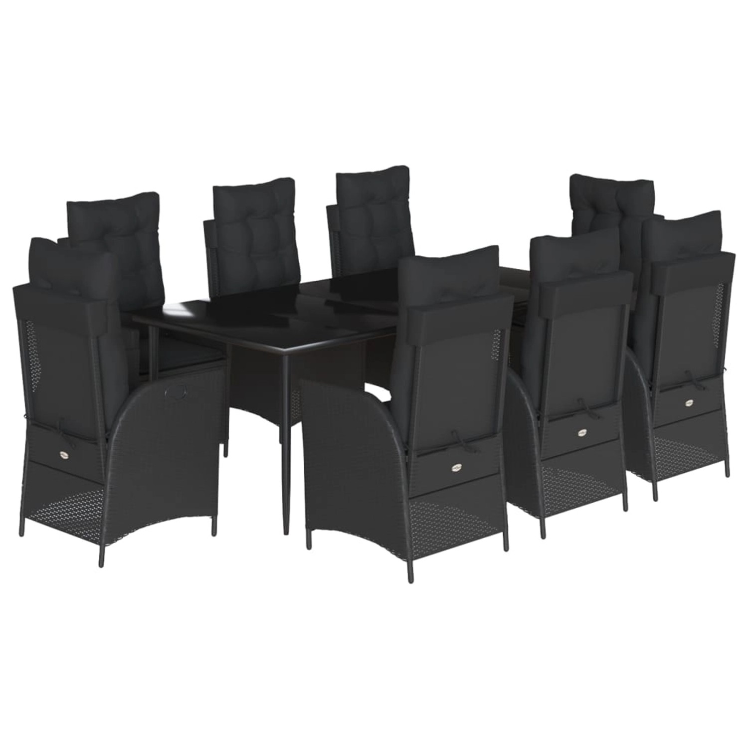 vidaXL 9-Tlg Garten-Essgruppe mit Kissen Schwarz Poly Rattan 3213182 günstig online kaufen