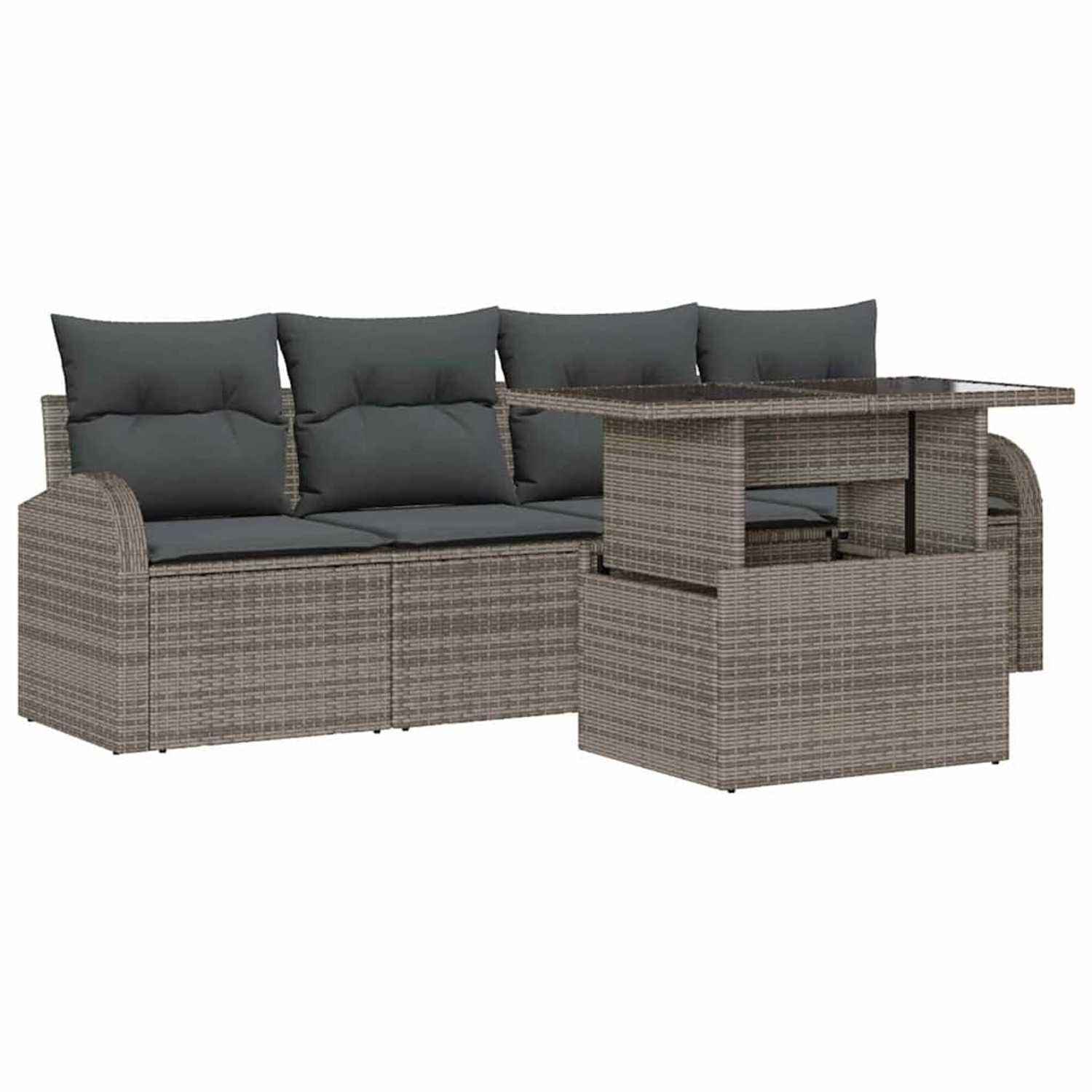 vidaXL Garten-Sofa-Set mit Kissen 5-Tlg Grau Poly Rattan 3348545 günstig online kaufen