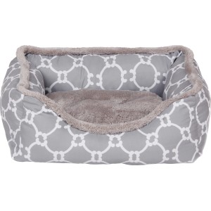 Graues Hunde- und Katzenbett Flower, 90x70x20 cm, mit weichem Fleece und Muster.