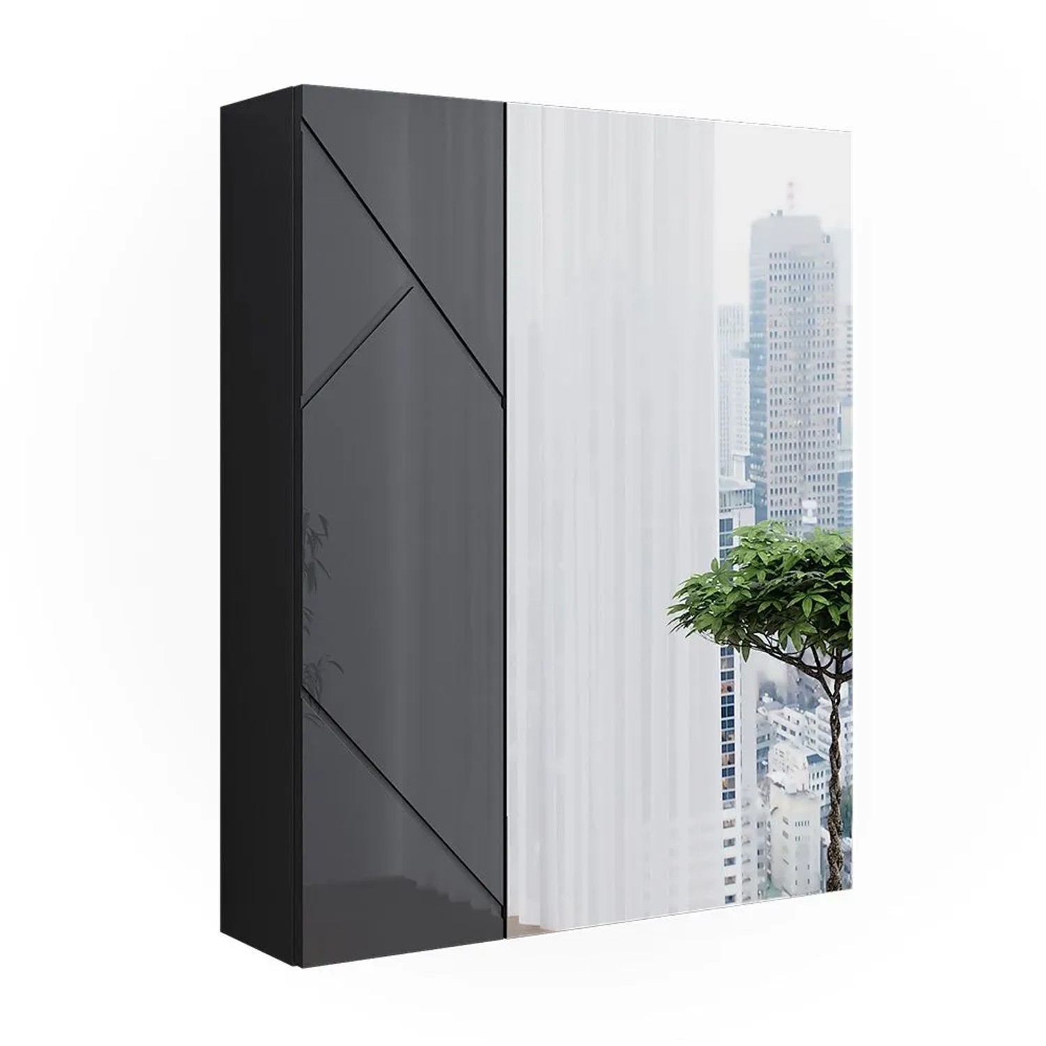 Vicco Badspiegelschrank Irma Anthrazit Hochglanz Anthrazit 60 x 75