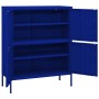 Marineblauer vidaXL Lagerschrank aus Stahl, 80x35x101,5 cm, mit offenen Türen und Regalböden.