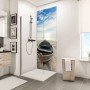 Schulte Duschrückwand mit Ruderboot am Strand Motiv im Badezimmer.