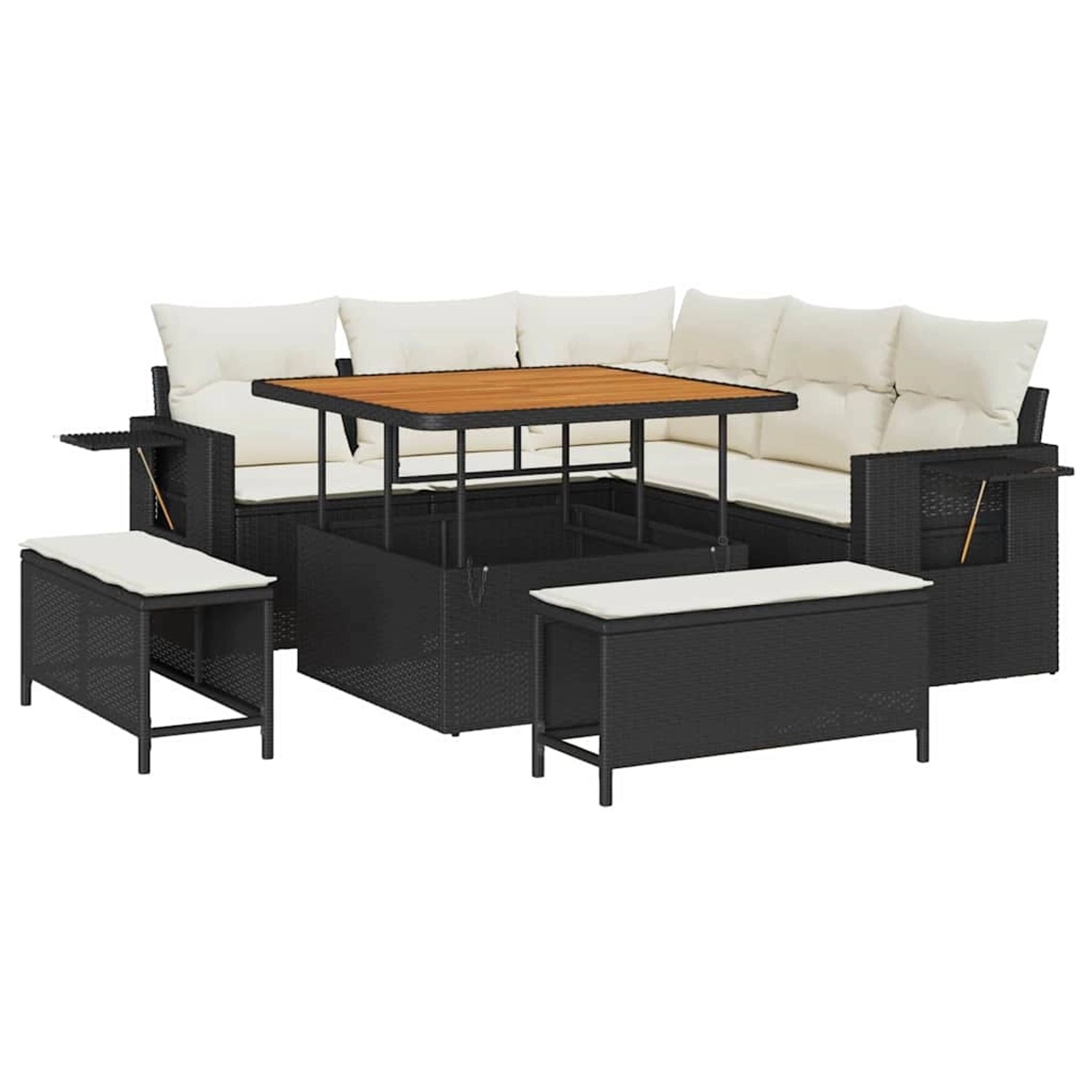 vidaXL Garten-Sofa-Set 8-Tlg Schwarz Poly Rattan 3361735 günstig online kaufen