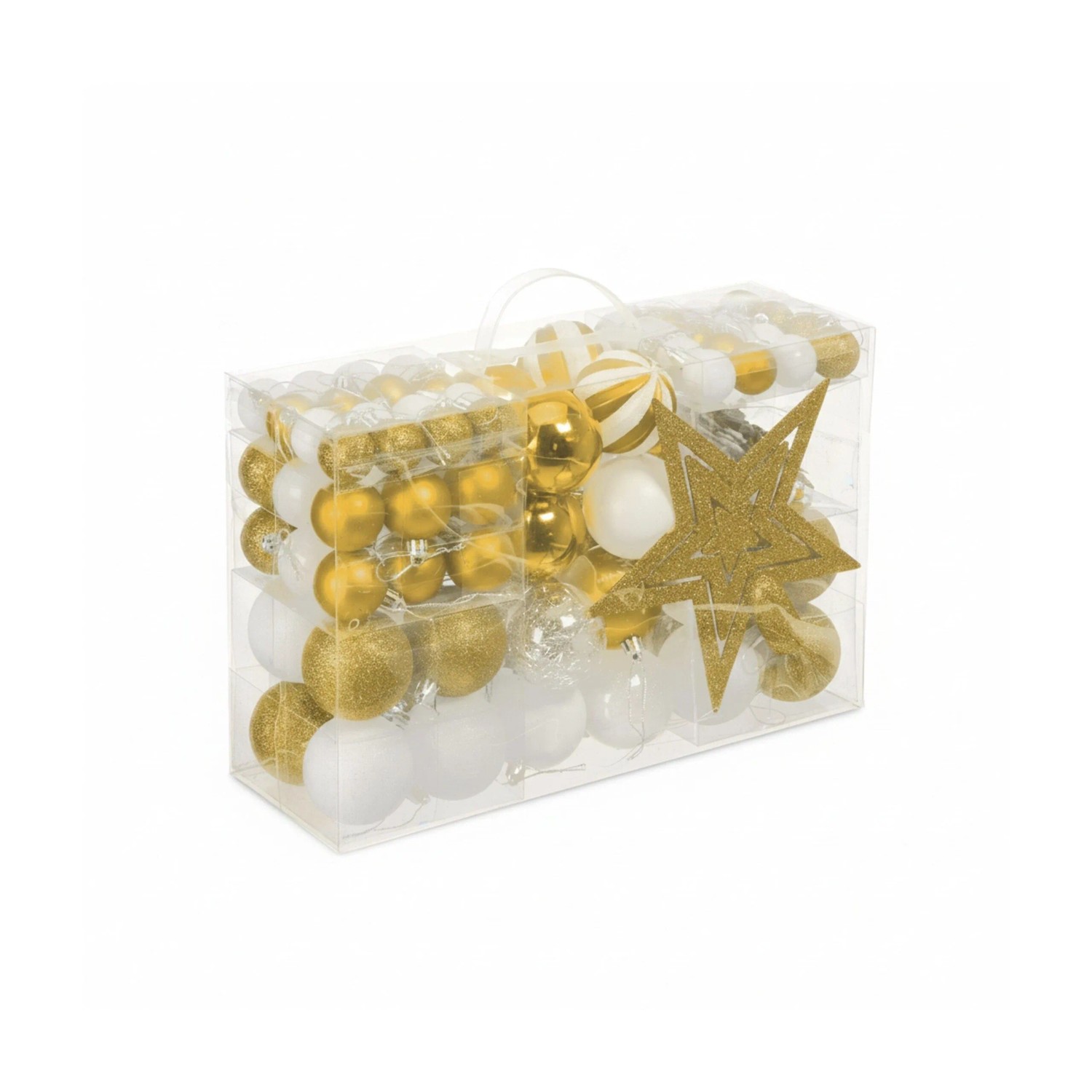 Relaxdays Weihnachtskugeln Kunststoff Gold Matt Glänzend Glitzernd 101er Set