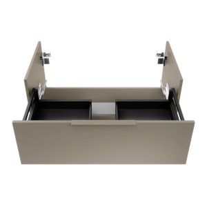 Fackelmann Waschtisch-Set B.Paris, Cubanit Grau, mit offenem Unterschrank und Schubladen.