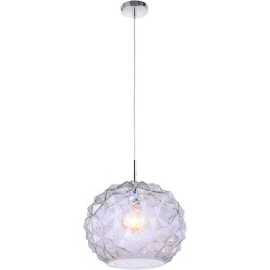 Blaue Paul Neuhaus Pendelleuchte Scarlett, 1-flammig, mit strukturierter Glasoberfläche.