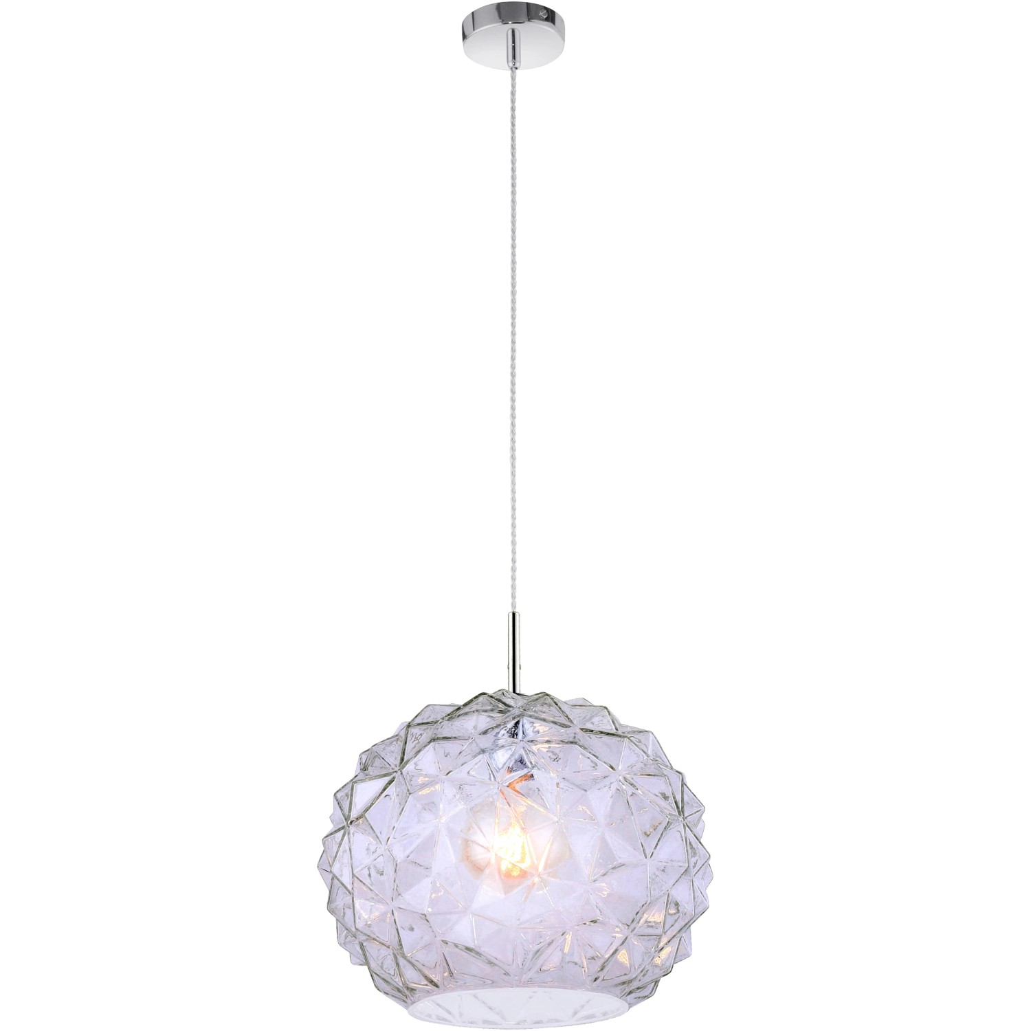 Blaue Paul Neuhaus Pendelleuchte Scarlett, 1-flammig, mit strukturierter Glasoberfläche.