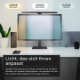 Schwarze LUXULA Monitorleuchte am PC mit einstellbarer Farbtemperatur (Warm-, Neutral-, Kaltweiß).