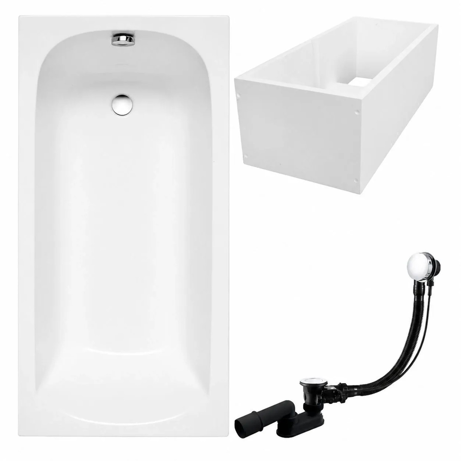 KOLMAN Badewanne Rechteck 180 x 80 Cm Mit Wannenträger Inkl. Ablauf Und Füße