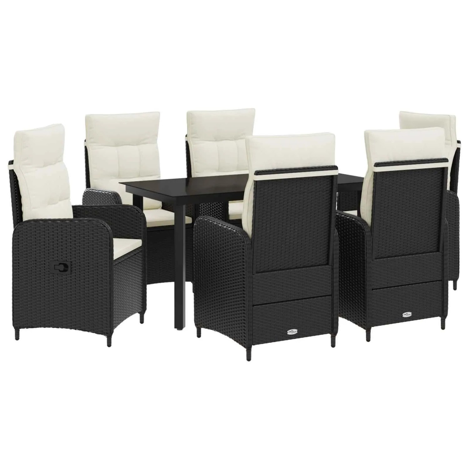 vidaXL Sofa-Tischset mit Kissen mit Kissen 7 Stk Schwarz und Cremeweiß 3422481