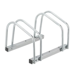 Relaxdays Fahrradständer Stahl Silber für 2 Fahrräder Verstellbar 26,5 cm x 40,5 cm x 33 cm 1,9 kg