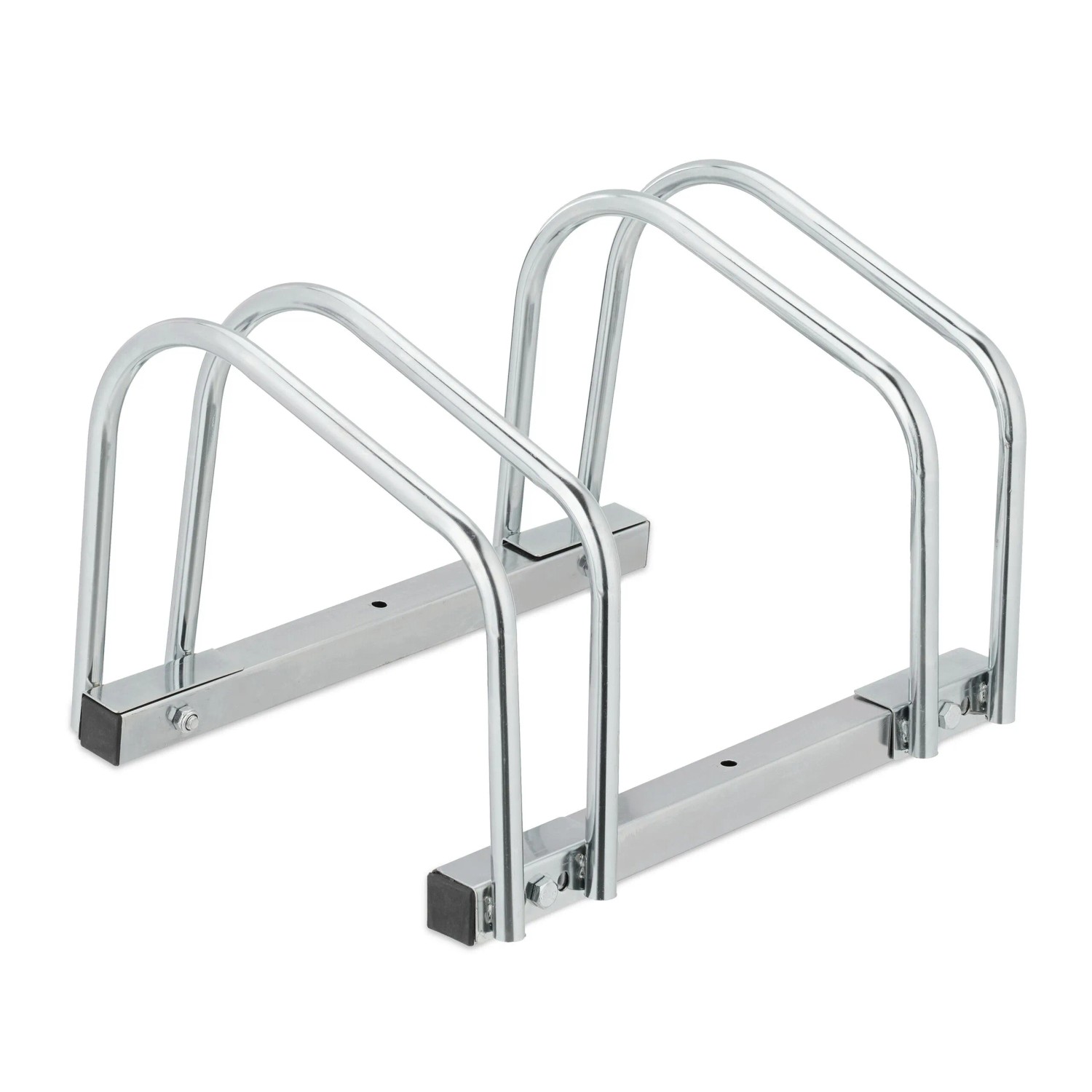 Relaxdays Fahrradständer Stahl Silber für 2 Fahrräder Verstellbar 26,5 cm x 40,5 cm x 33 cm 1,9 kg