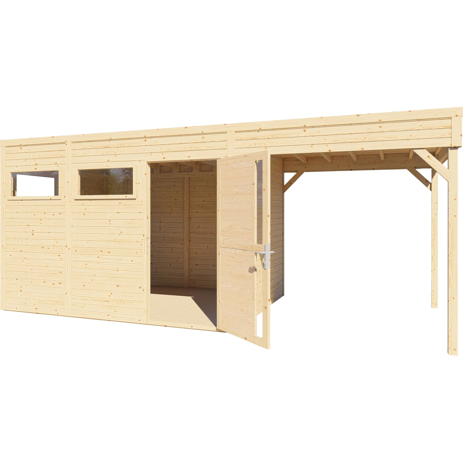 Bertilo Holz-Gartenhaus Cubus 3 Lounge Natur 559 cm x 234 cm FSC®