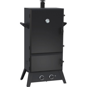 El Fuego Gas-Smoker Portland XXL, 2 Brenner, schwarz. Gasgrill mit Thermometer und zwei Türen.