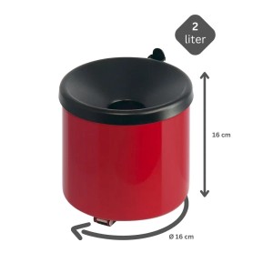 4er Set: Runder, weißer Wand-Aschenbecher mit schwarzem Deckel, 2 Liter Volumen.