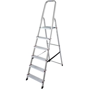Krause Corda Stufen-Stehleiter mit 6 Stufen, Aluminium, für sicheren Stand.