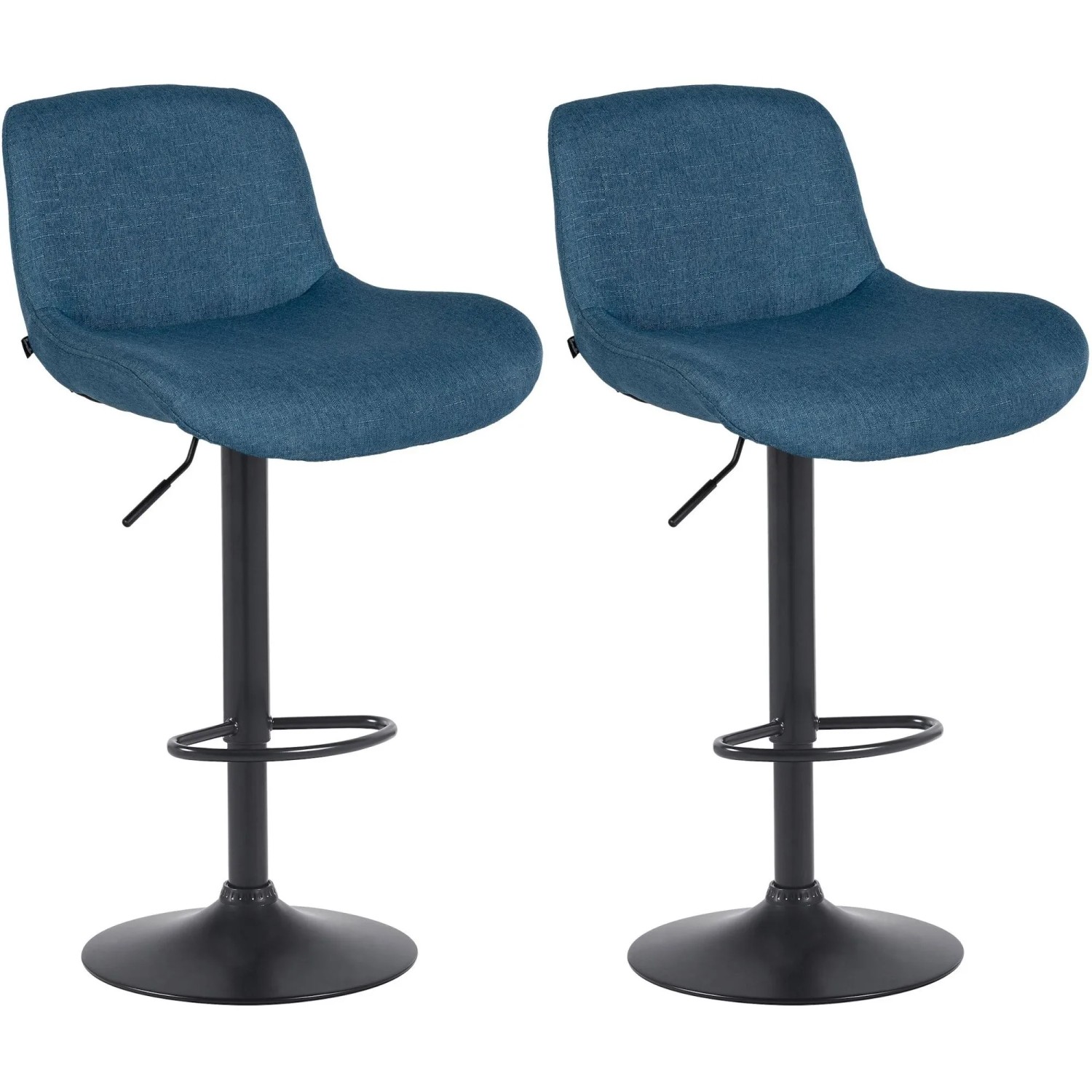 DELUKE 2er Set Barhocker PONOR Stoff Blau 50x50x85cm Schwarz Barstuhl Höhenverstellbar Mit Lehne Drehbar Tresenhocker Tresenstuhl