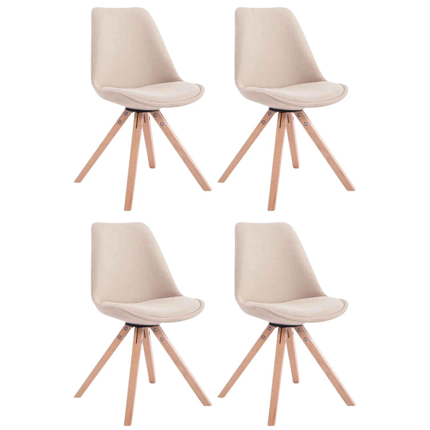 DELUKE 4er Set Besucherstuhl SYDNEY Stoff Creme 48x56x84cm Konferenzstuhl Wartezimmerstuhl Bürostuhl